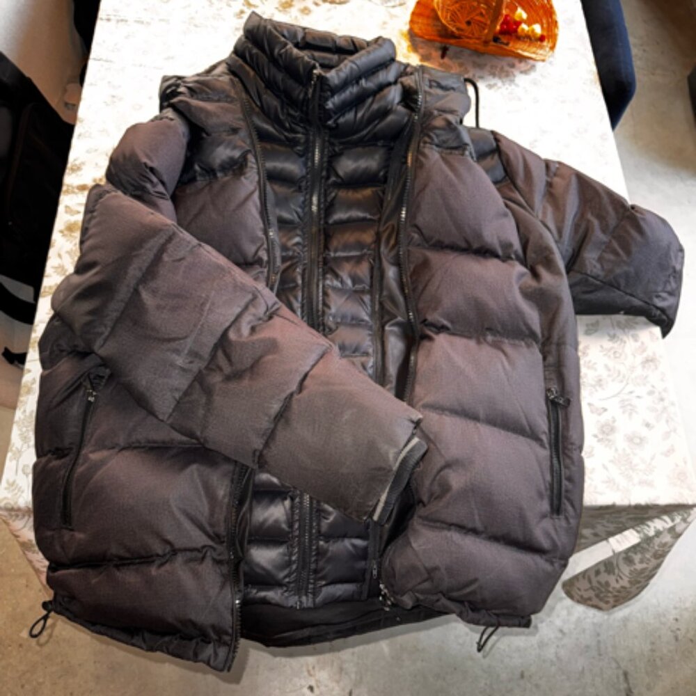 OOKPIK Men’s Down Puffer Jacket - Charcoal/Black